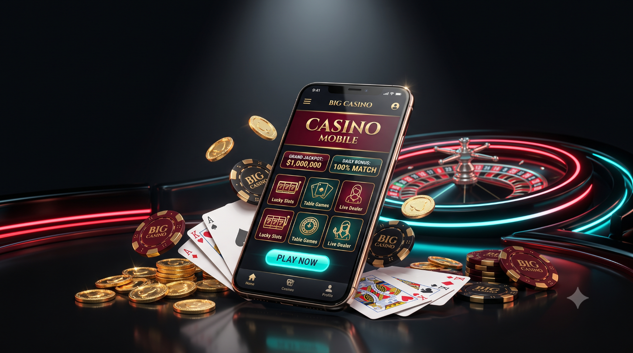 Big Casino online con app mobile, roulette e monete